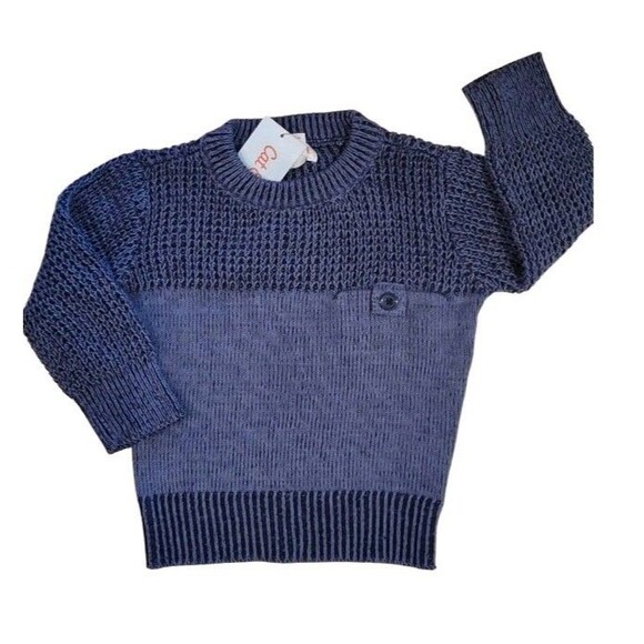 Cat & Jack Blue Textured Pullover Knit Sweater Two Tone Blue NWT Toddler 2T - Picture 3 of 4